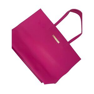 New Vince Camuto Pink Fuscia Tote Bag With Gold Logo & Magnetic Closure Snap